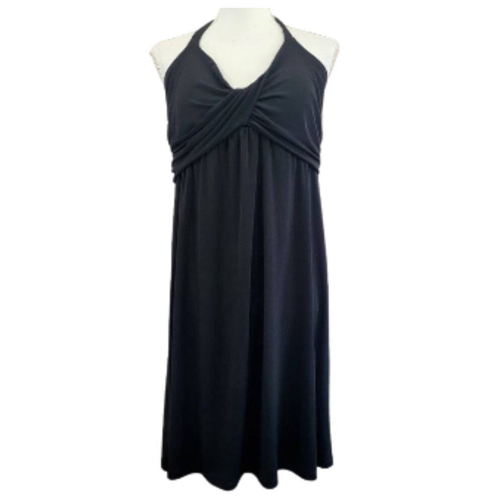 TOMMY BAHAMA Black Cabana Knit Twist Halter Dress - New With Tags - Women's L